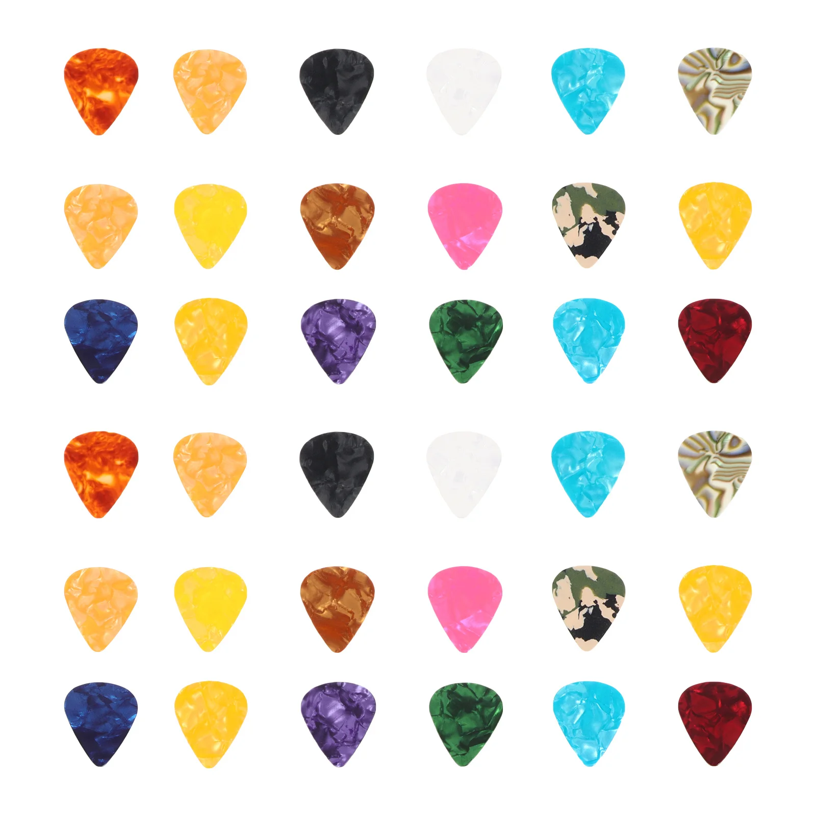 

40 шт. медиаторы для гитары, целлулоидные медиаторы для электрического акустического бас-гитары, народной классической гитары, укулеле, прочный музыкальный инструмент