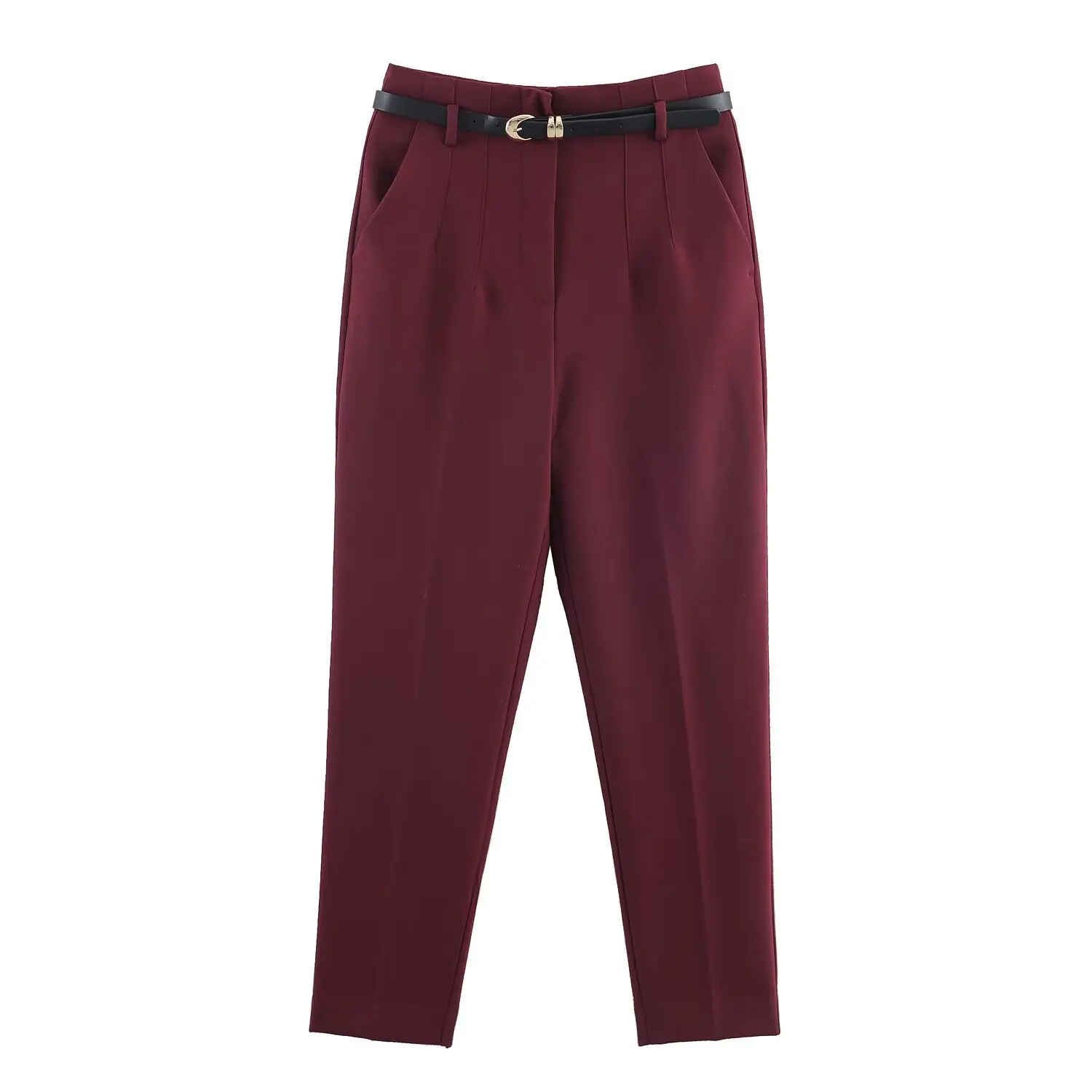High Waist Belted Casual Pants Women's Fashion Cross-Border Organic Cotton Elderly Women's Clothing Versatile High Waist