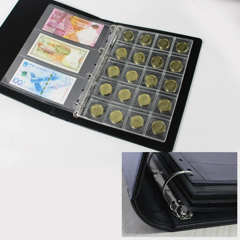 Large Capacity Leather Coin Binder Stamp Collection Album Classic Money Paper Currency Collection Album Banknote Storage Cover