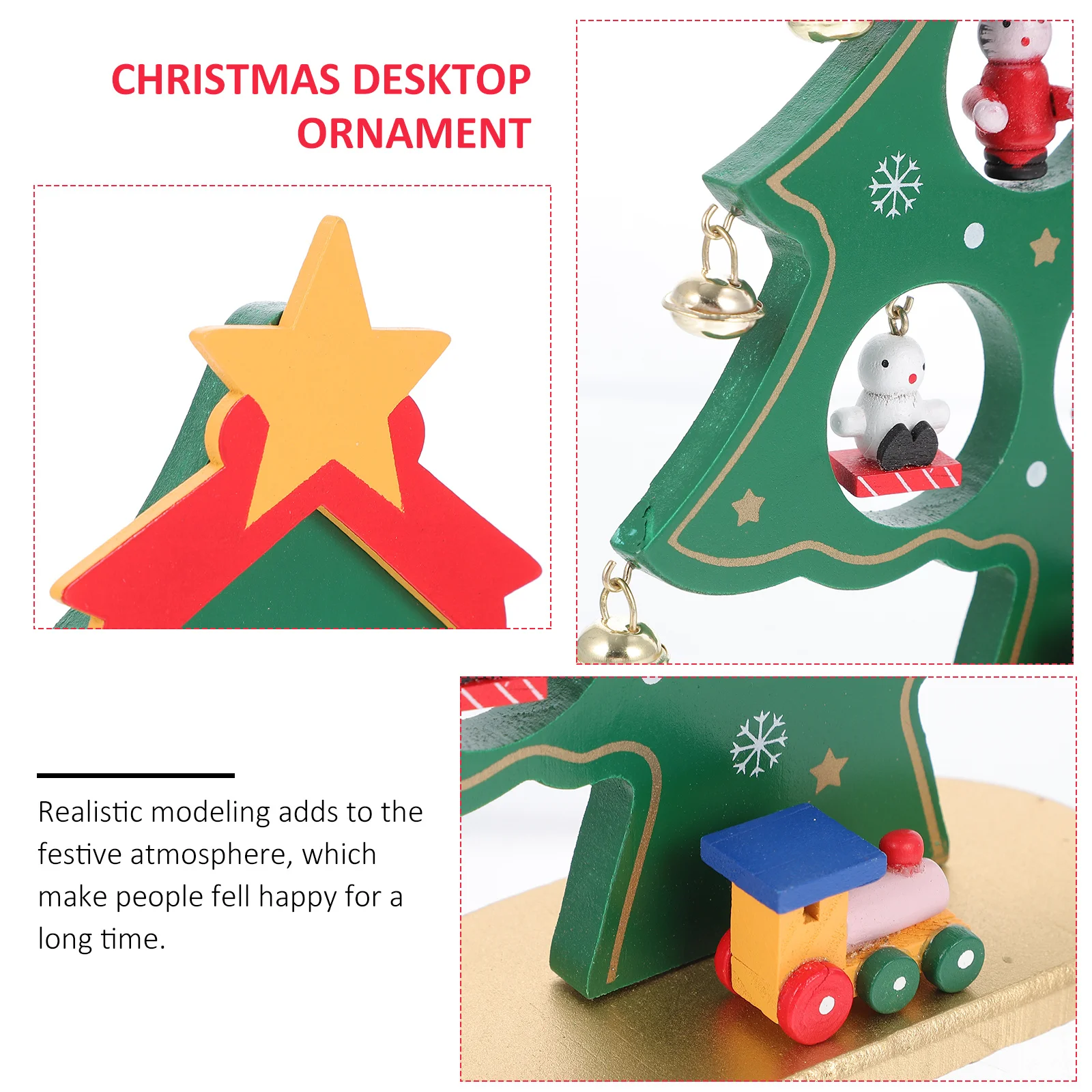 1 قطعة شجرة عيد الميلاد الخشبية الصغيرة ديكور ملون سطح المكتب زخرفة حفلة عيد الميلاد الديكور مشهد المنزل احتفالي الجدول تزين
