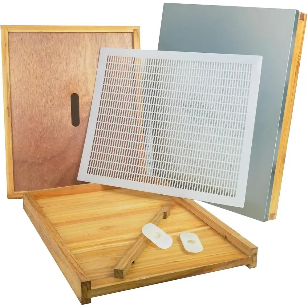 

Комплект из 10 деталей для улья Estroth, 100% восковое или полимерное оборудование (телескопическая верхняя крышка, внутренняя крышка, ESE, пластиковая решетка для пчелиной матки)