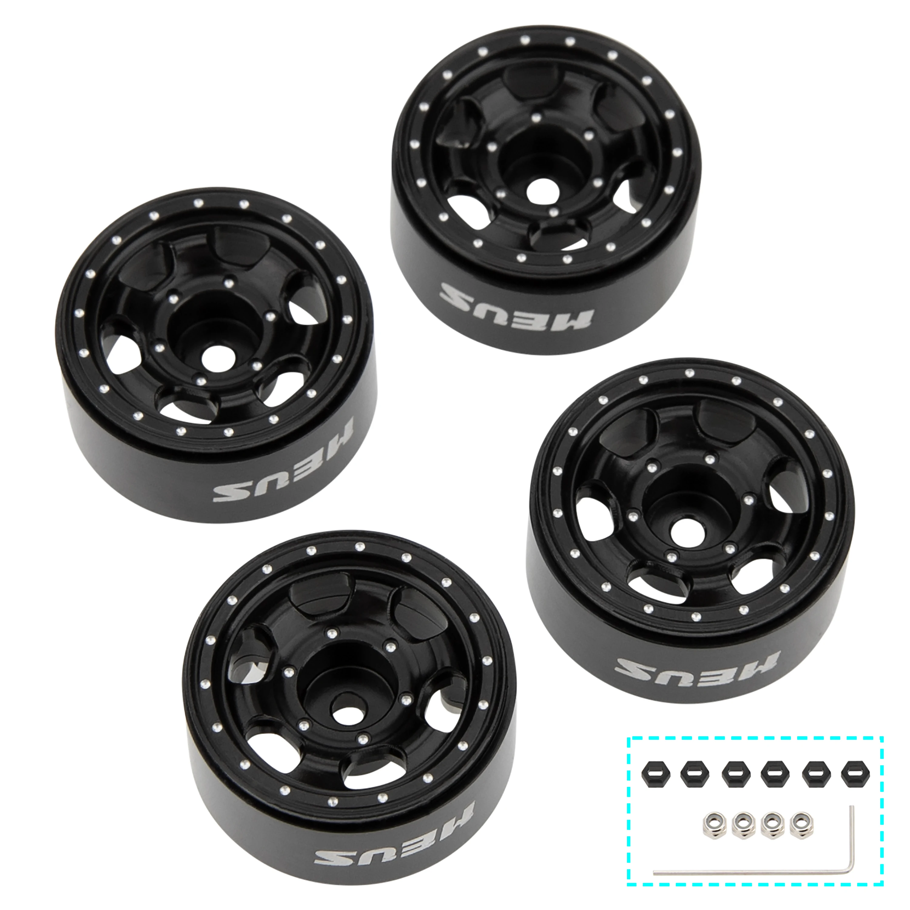 MEUS Racing 0.7-inch Beadlock Wheels Rims Deep-Dish Wheel for 1/30 Axial SCX30 1/32 Redcat Ascent-32 RC Crawler