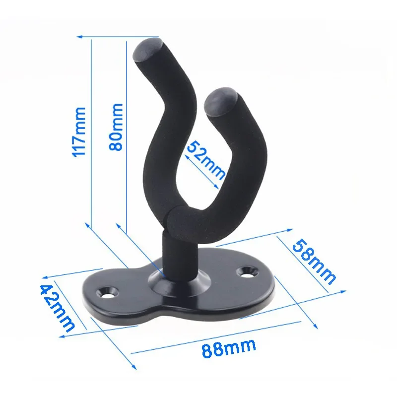 Guitar Wall Mount Hanger Hook Acoustic Electric Bass Guitar Wall Hook Hanger Black Metal Holder Hanger