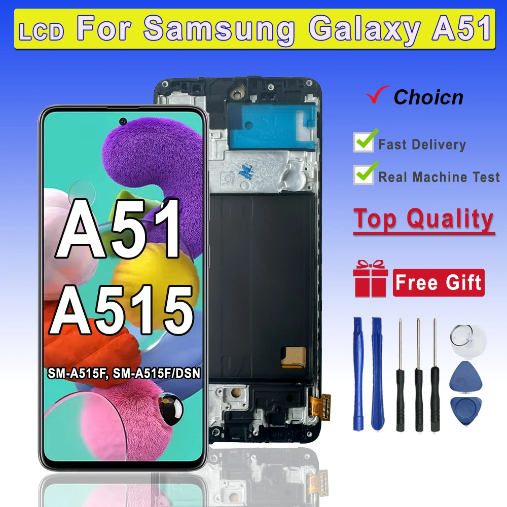 100% Tested A51 LCD For Samsung A51 4G A515 A515F A515F/DS CD Touch Screen Digitizer Assembly Replacement A515F Display