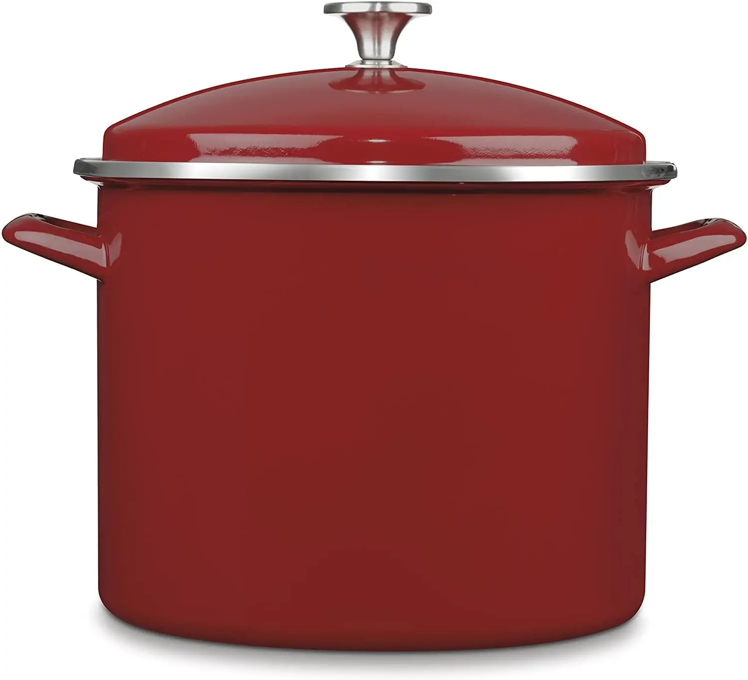 

12 Quart Red Enamel Stockpot with Lid, Heavy Duty for Even Cooking
