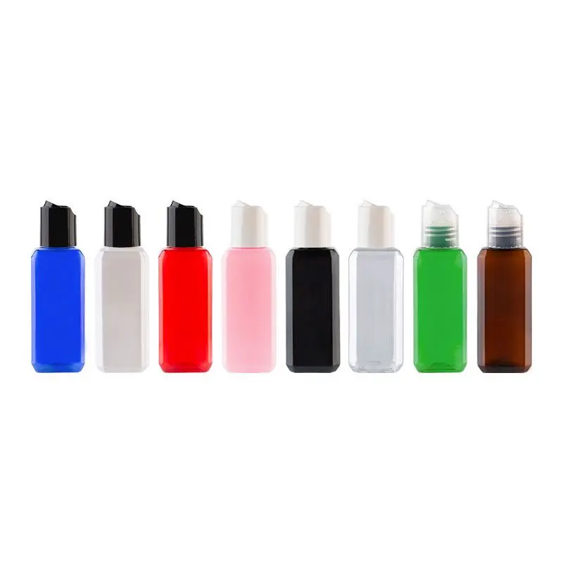 

30pcs 50ml 100ml Empty Square Plastic Bottles With Disc Caps Lotion Containers BPA Free Refillable Liquid Soap Bottle Travel