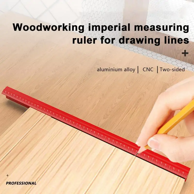 Woodworking Edge Ruler V Shape Woodworking Pocket Ruler 12 Inches Imperial Measuring Tool For Vertical Parallel