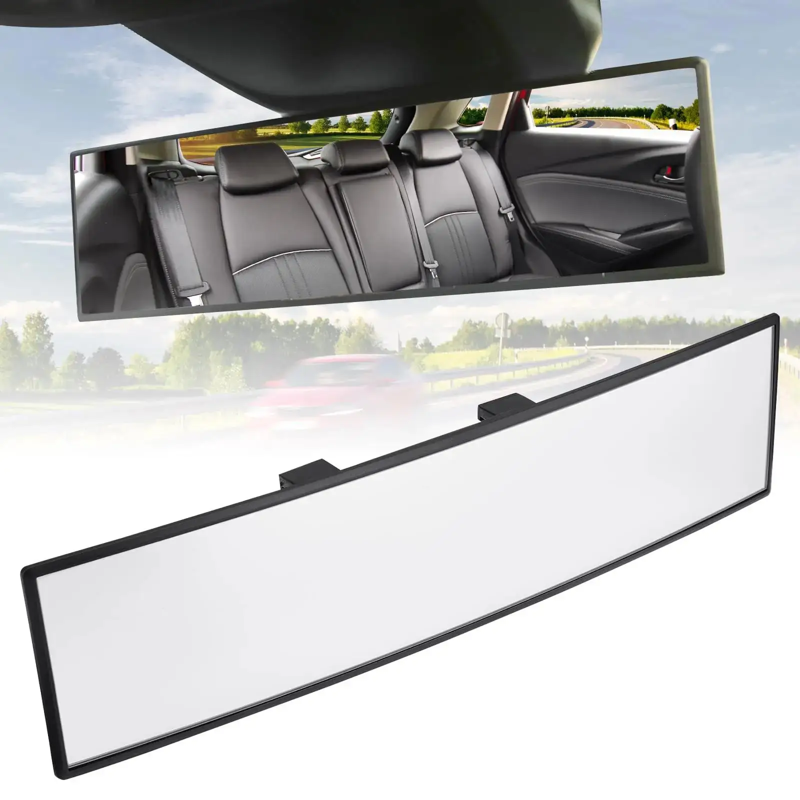 Clip On Panoramic Rear View Mirror,Wide Angle Car Rearview Mirror Eliminate Blind Spot,Universal Automotive Interior Accessories
