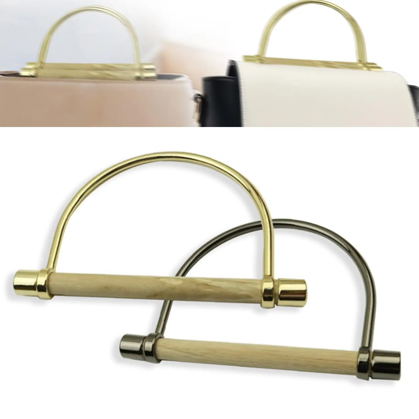 Purse Handles Frame Alloy DIY Craft Stylish Handbag Handle Replacement for Short Bag Purse Braid Hand Bag Tone Bag Clutch Bag