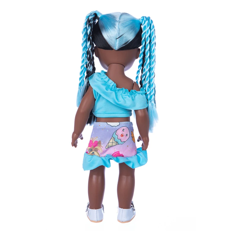 Nouveau 14 pouces Reborn bébé poupée silicone bleu tresse marée bébé 35 Cm cheveux raides peau noire fille américaine habiller poupée jouet