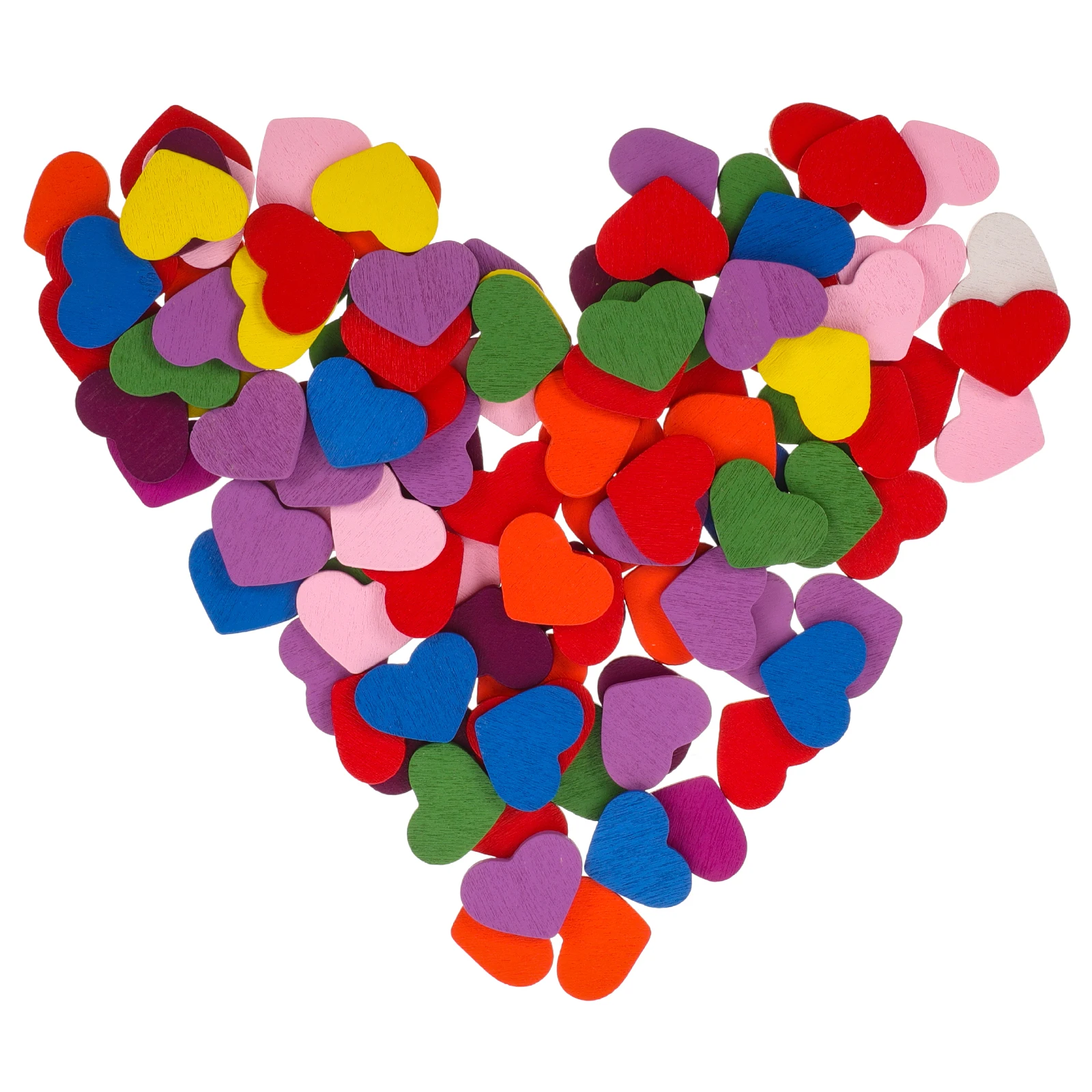 

100pcs Heart Wood Craft Shapes Vibrant Wooden Hearts for Diy Decorations Embellishments Patch Materials Supplies Safe Kids