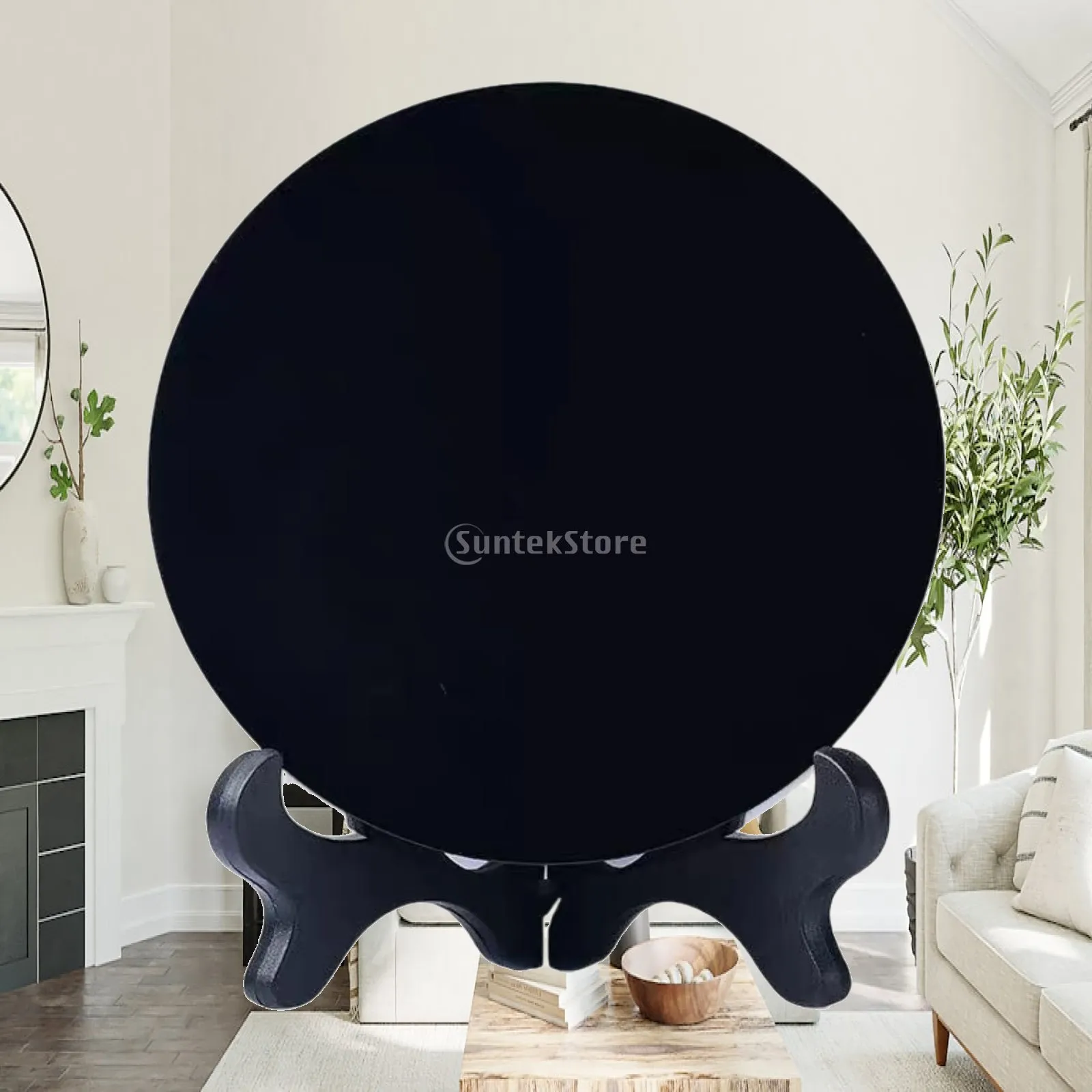 Obsidian Round Plate Mirror for Scrying