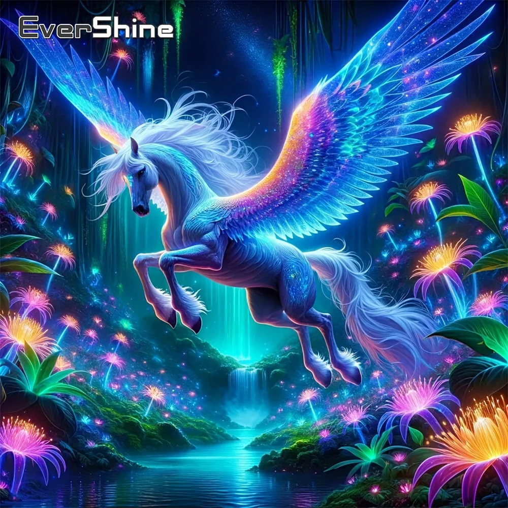 

Evershine Diamond Embroidery Animal Horse Full Drill Square Painting Wings Picture Rhinestones Mosaic Lotus Home Decoration
