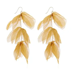 Bohemian Layered Petal Earings Elegant Lace Fabric Flower Handmade Jewelry Women Girls Bride Wedding Dangle Earrings Wholesale