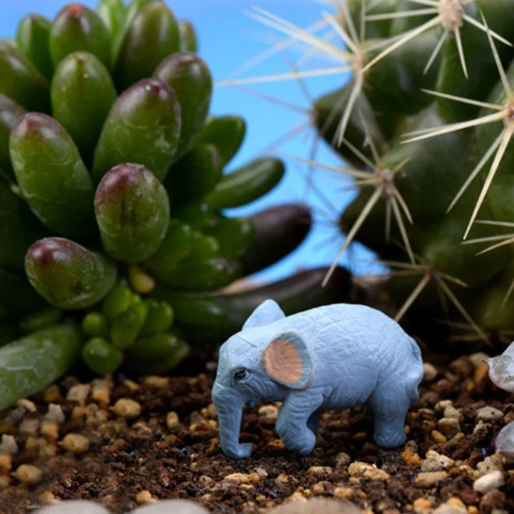 10pcs Miniature Elephant mini house Decoration Micro Landscape Ornament (Random Color) mini house elephant