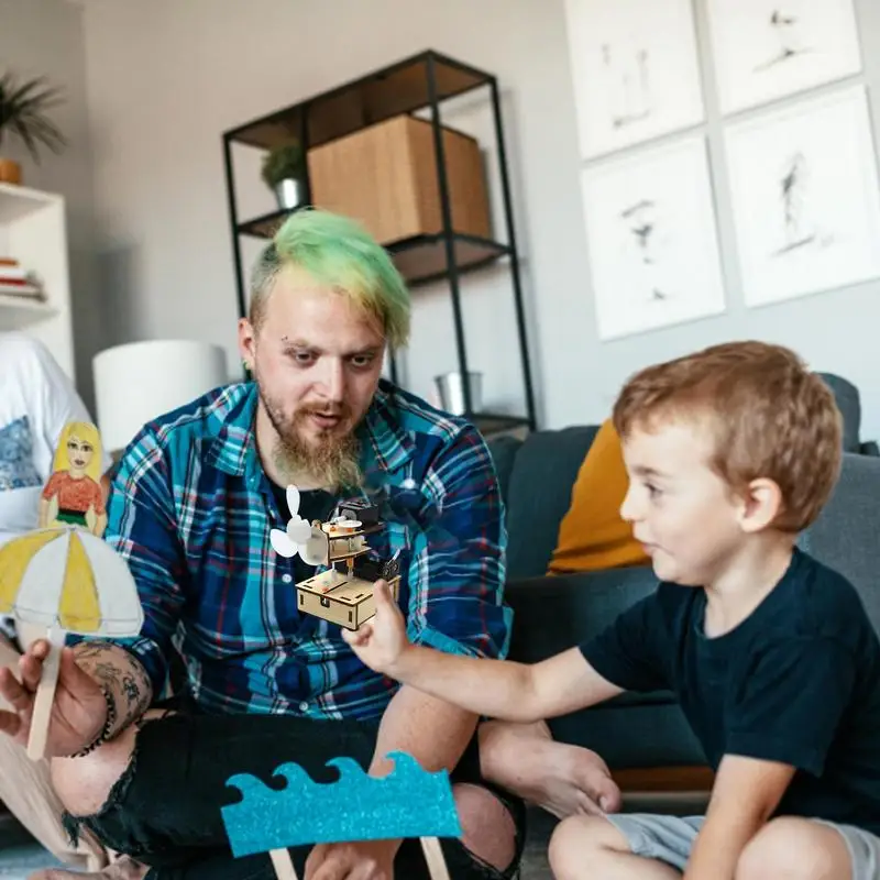 Kit científico para crianças, balançando a cabeça, ventilador, projeto científico, kit de experimentos, brinquedos educativos, brinquedos de haste, brinquedos de madeira