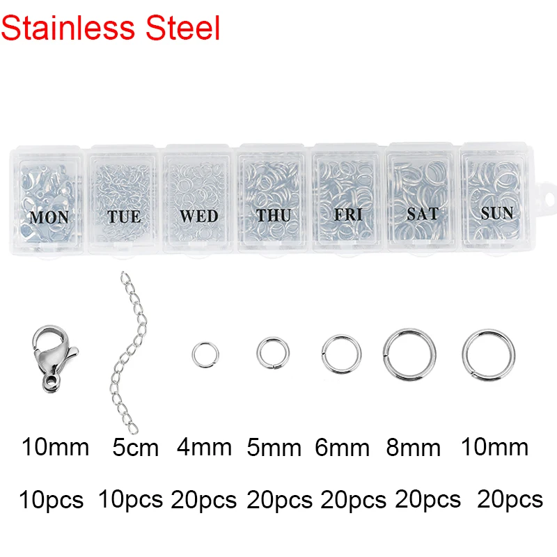 Sieraden maken Kit Set Box RVS Open Ringetjes Kreeft Sluitingen Oorbel Haken Voor Armband Bevindingen Ketting Benodigdheden