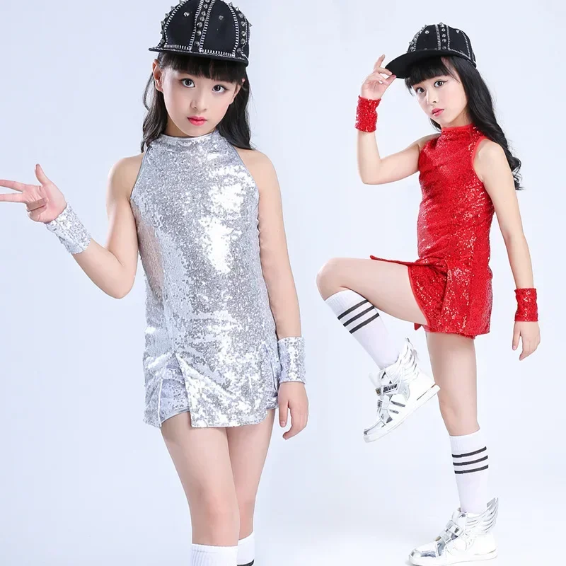 Jazz Dance Opening Dance Children's sequin Girls Modern Dance Street  performance Girls  costume set