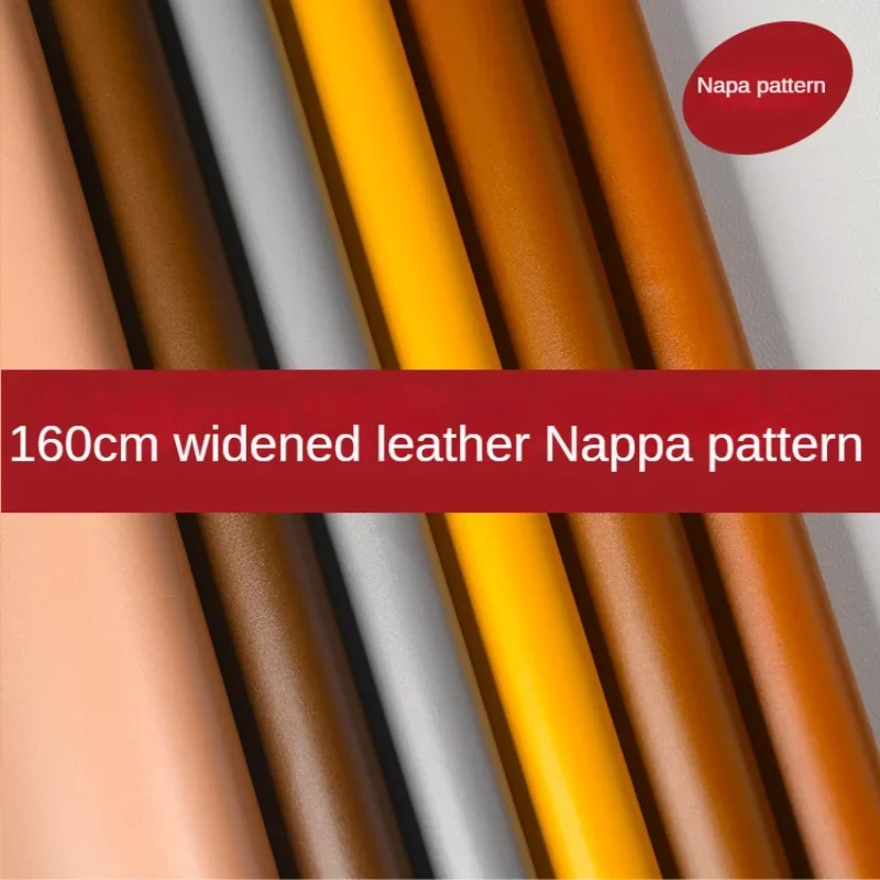

Nappa Pattern Leather Fabric PVC Widen 1.6m By The Meter for Upholstery Cars Decoration Bags Diy Sewing Cloth Smooth Black Red