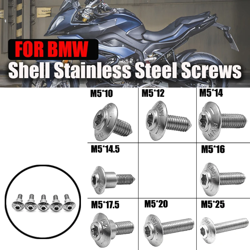 

For BMW Motorcycle Shell Stainless Steel Screws M5 10PCS R1200GS ADV R1250GS R1200RT S1000XR RR R NINE T F750GS F850GS F900R