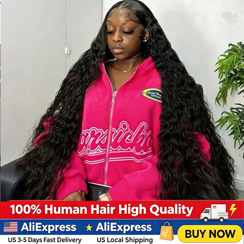 36 Inch Deep Wave Human Hair Wigs 13x6 HD Transparent Pre Plucked Lace Frontal Wigs 200 Density Brazilian Remy Deep Wave Lace Front Wigs Real Human Hair For Women