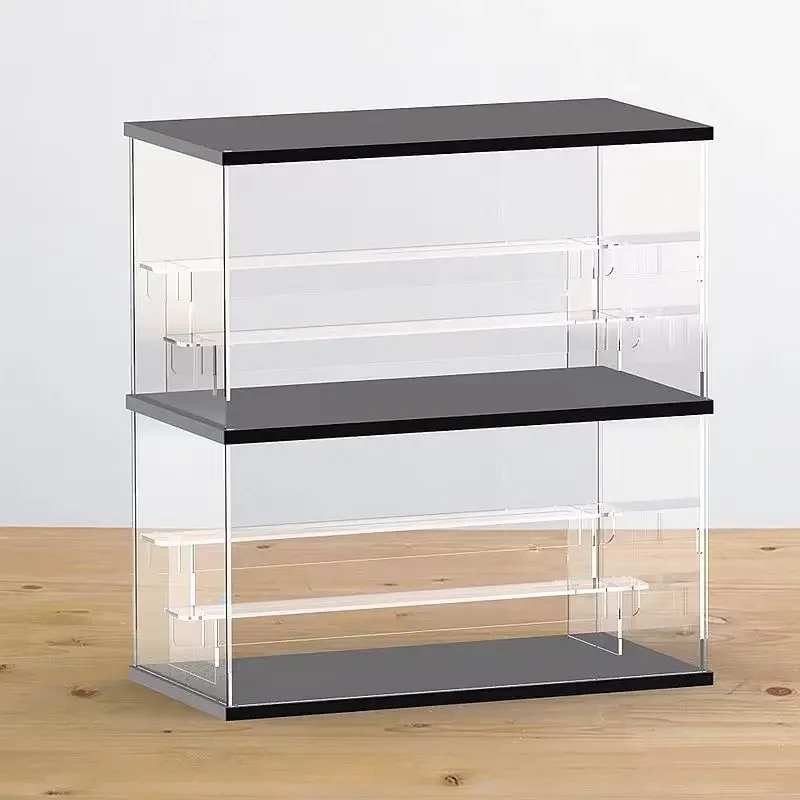 Clear Acrylic Display Cabinet With Clear Step and Door for Action Figure, Stackable Storage Boxes for  Toys, Collectibles