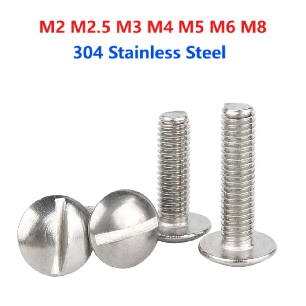 GB947 304 Stainless Steel Slotted Truss Round Head Screw, Oversize Large Head Bolt M2‑M8 Rustproof Metric Hardware Fastener