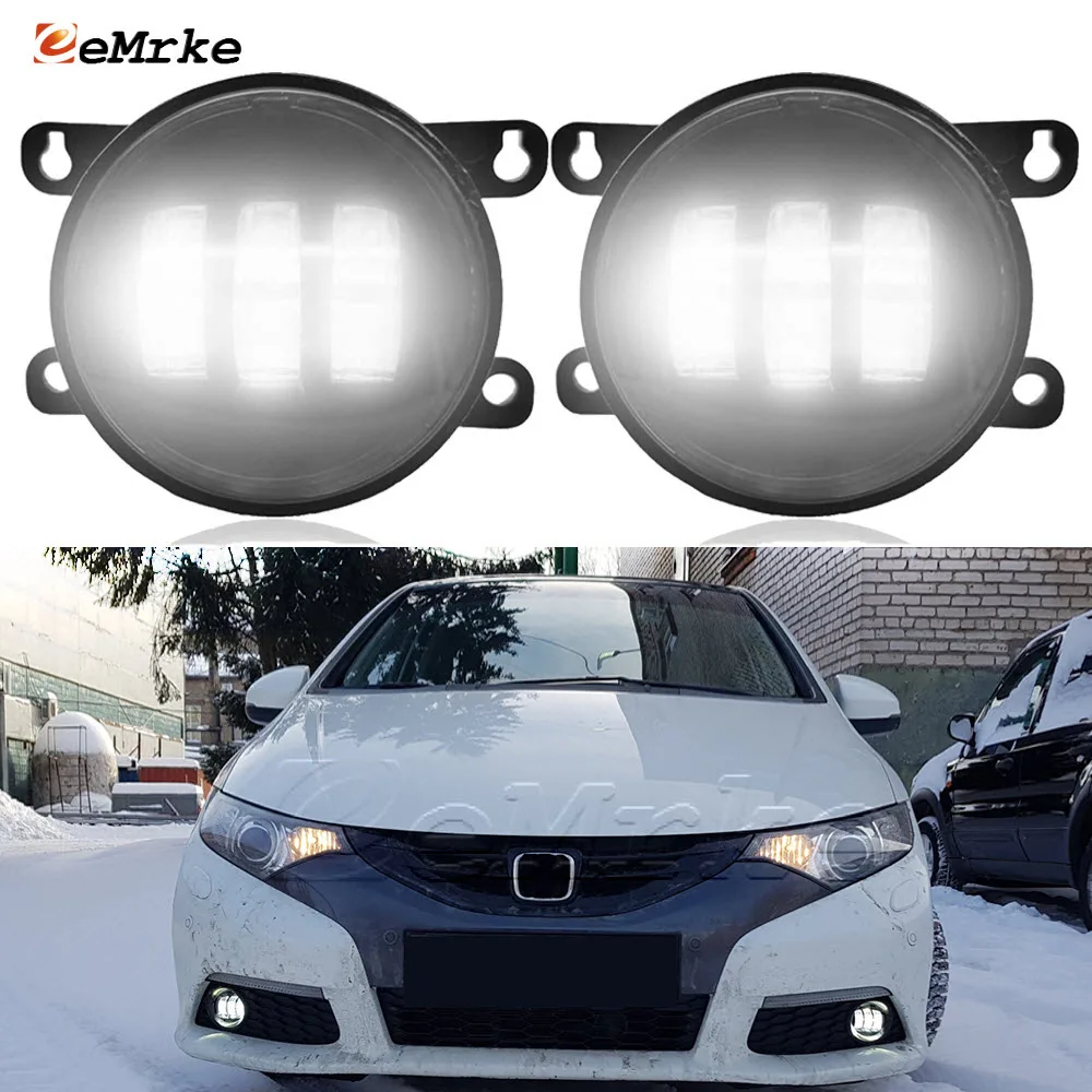 Led Fog Lights PTF 30W W/ Lens for Honda Civic IX FK2 FK3 2012-2015 Turn Signal Angel Eye Car DRL Halo Daytime Running Light