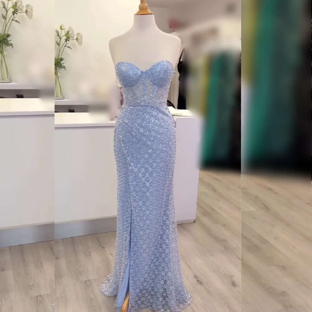 

Customized Luxury Evening Dress Sequined Sweetheart Neck Trumpet Long Dresses Bespoke Occasion Elegant Party Glitter