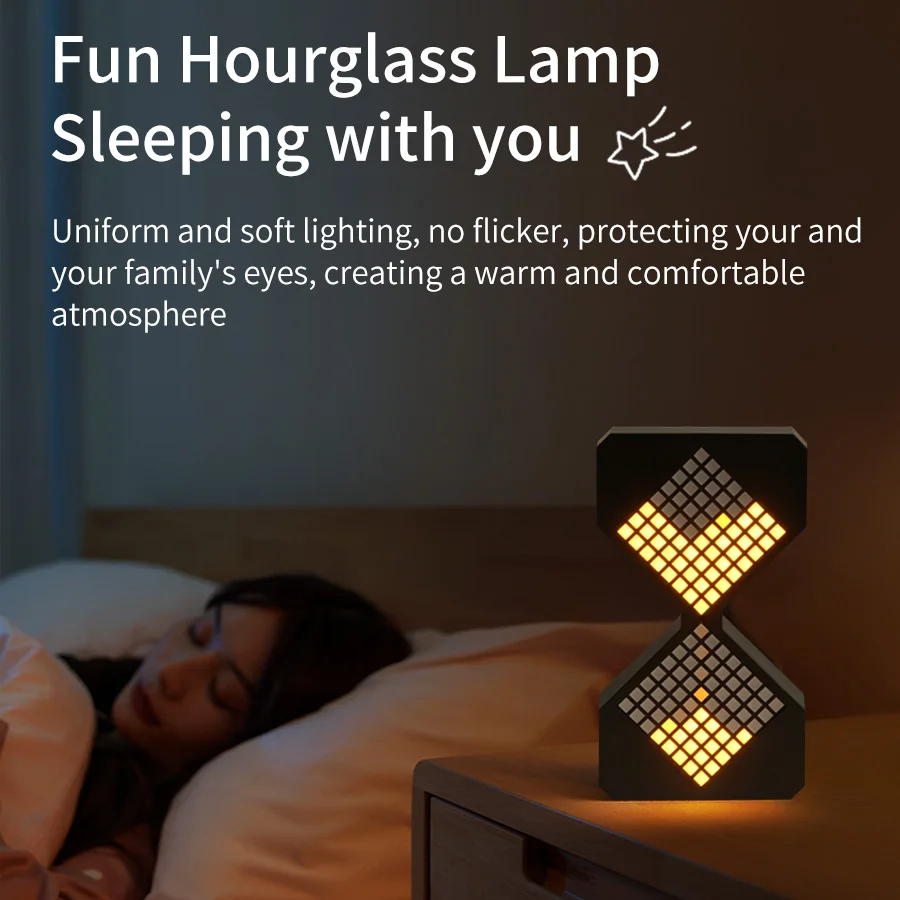 2025 Creative Electronic Timer 3D Hourglass Ornament For Bedroom Kitchen Workshop My World Pixel Style Ambient LED Night Lights