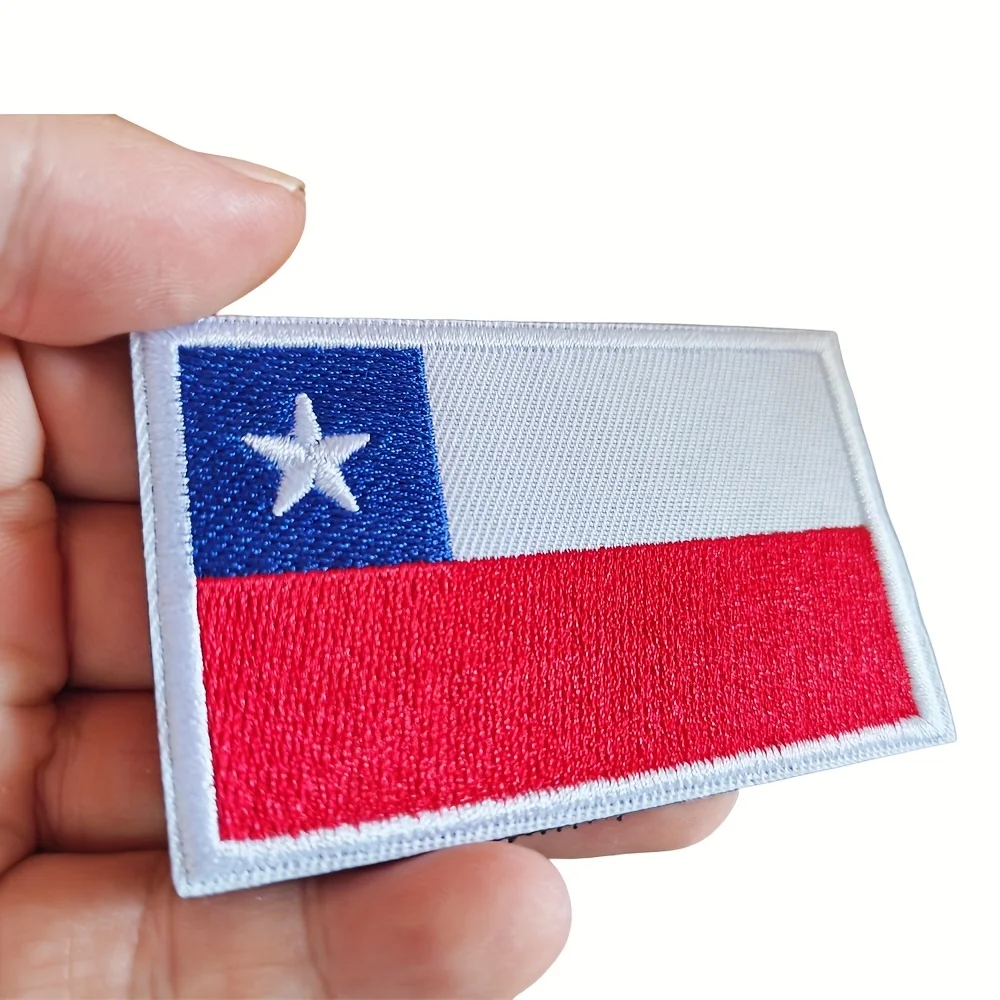 1pc Chile 8*5cm Flag Series Knitted Novelty Patch Embroidered Decorative Clothing Backpack Patches Hook and Loop Badges