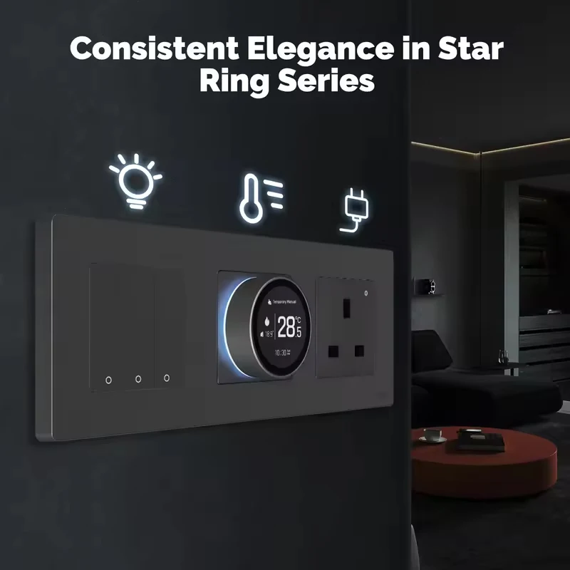 เทอร์โมสตัทแบบหมุนอัจฉริยะ MOES Tuya ZigBee รุ่น Star Ring ควบคุมอุณหภูมิสำหรับหม้อต้มน้ำและเครื่องทำความร้อนไฟฟ้า รองรับ Alexa และ Google