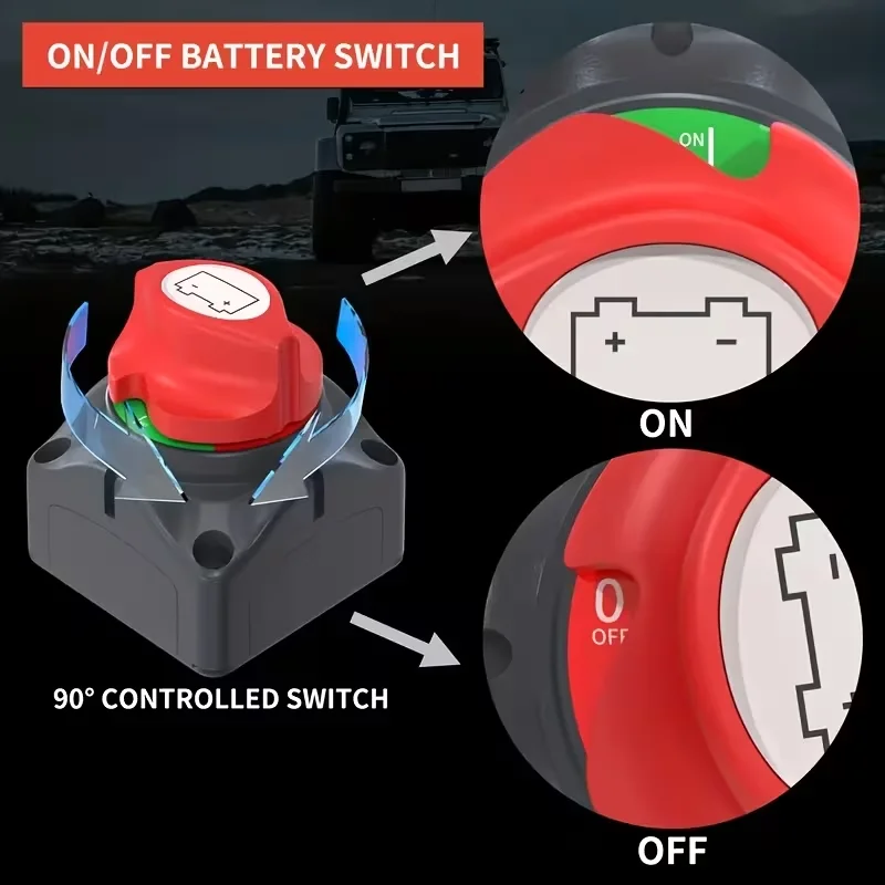 Battery Disconnect Switch 12V 48V RV Car Marine Battery Switch Copper Battery Cut Off Switch for Boat ATV UTV Vehicles