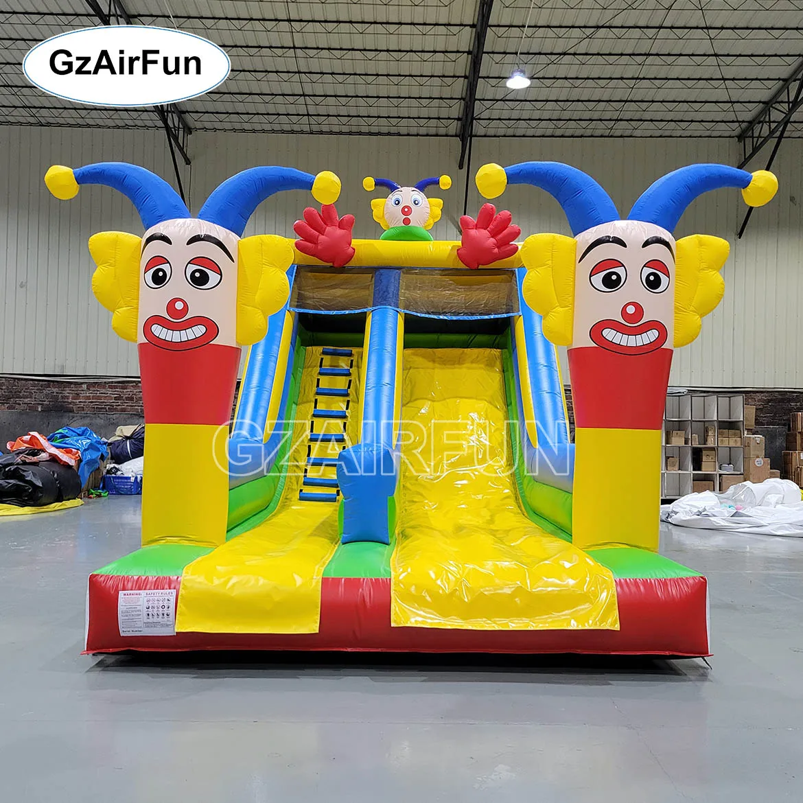 Popular Selection of Commercial Clown Theme Inflatable Wet and Dry Slide for Kids Playground Activities Rental