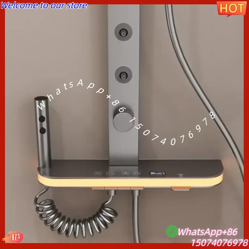 2026New Hotel High-quality square Tube Brass Spa Shower Set With Waist Spray Massage and Storage Function for Bathtub Shower