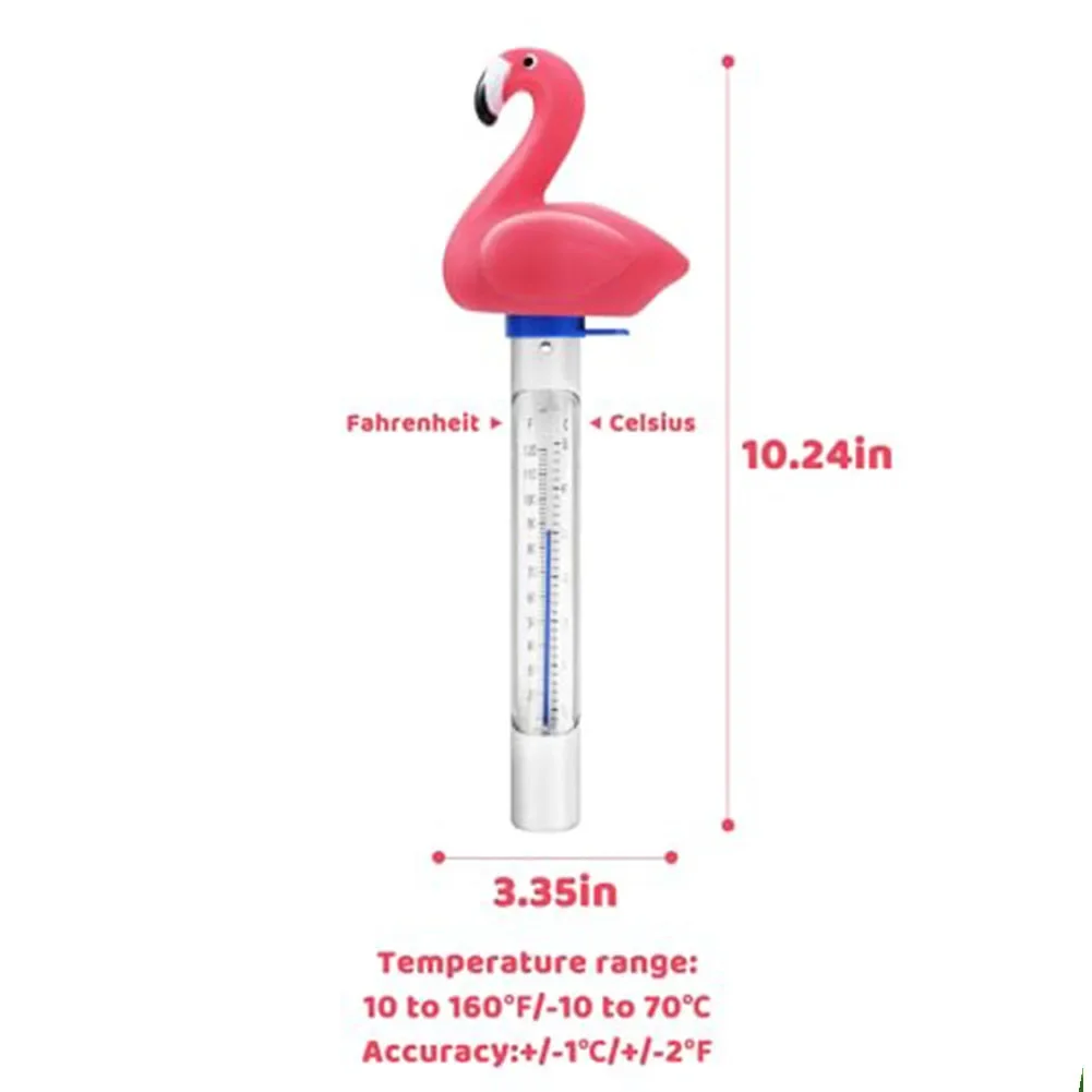 Floating Pool Thermometer with Rope for Temperature Monitoring in Swimming Pools Spas and Hot Tubs Large Screen Pink