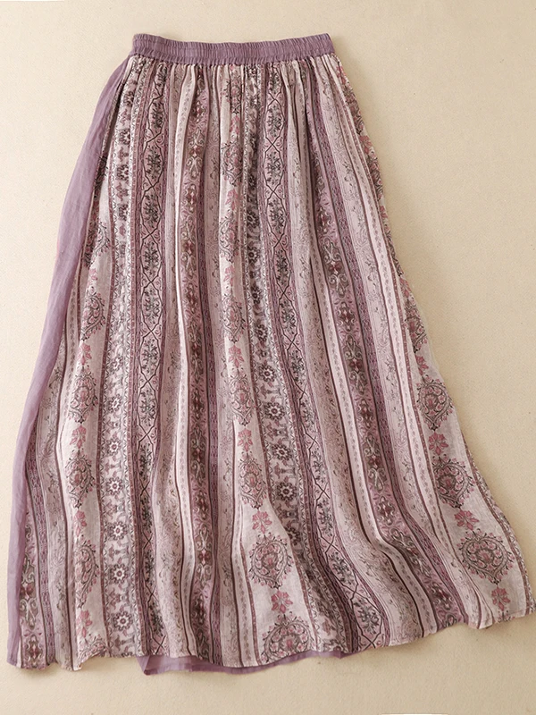 Korean Japanese Large Size Flo - Midi Skirt Floral 评论和价格