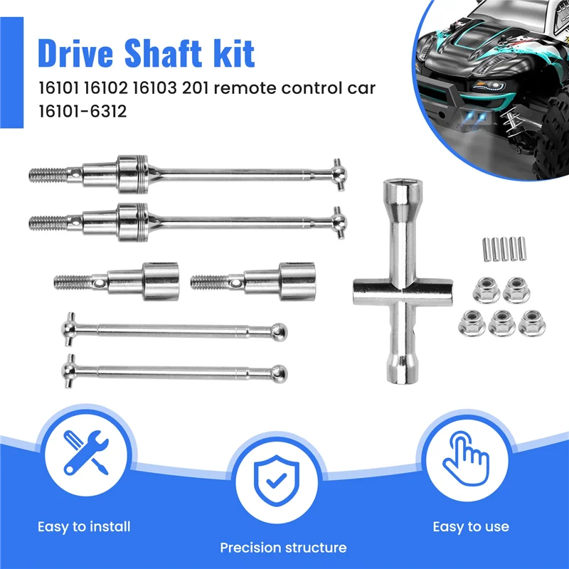 AT82-مجموعة أدوات عمود المحرك الأمامي والخلفي CVD Dogbone لـ 1/16 SCY بدون فرش 16101 16102 16103 Pro 201 16101-6312