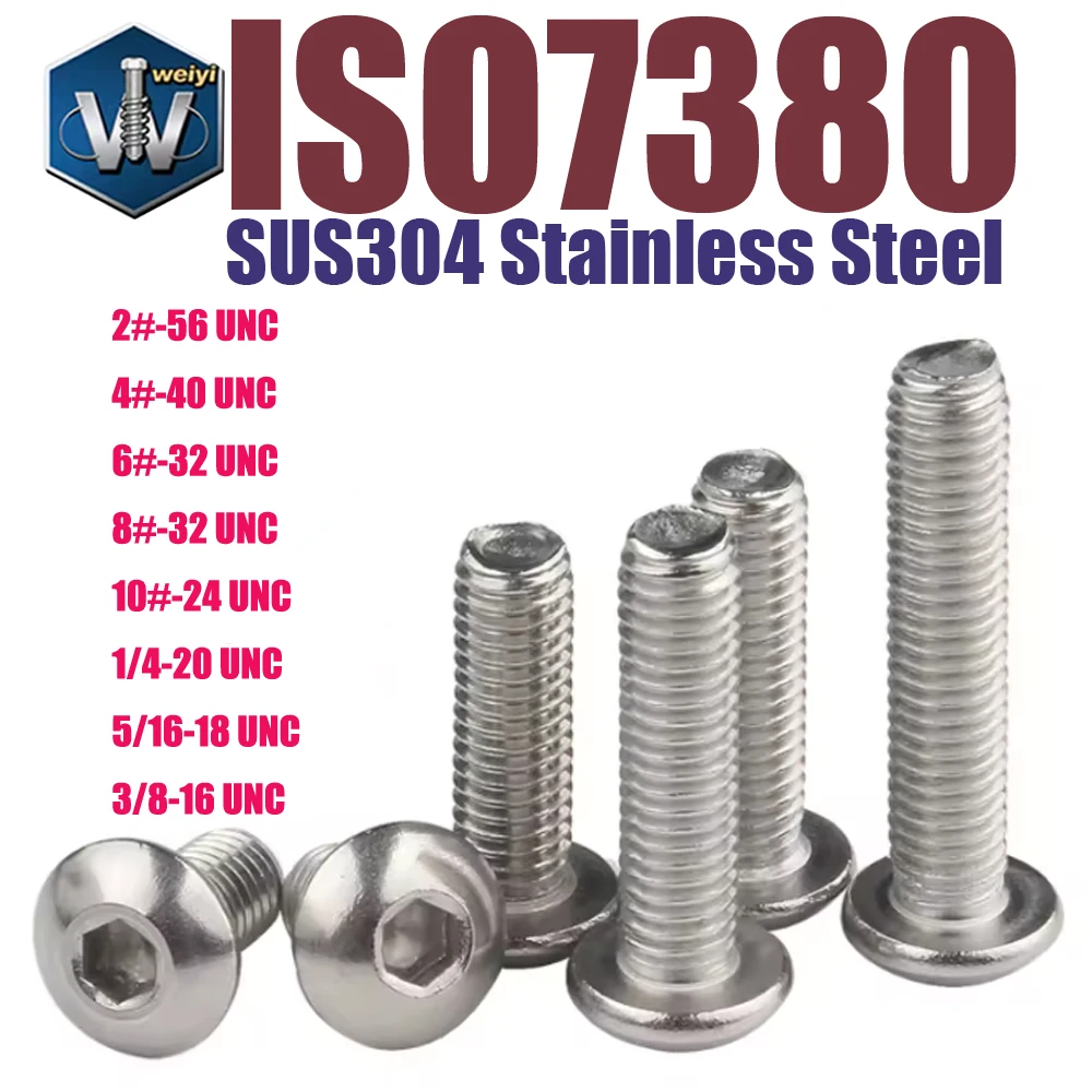 Weiyi UNC SUS304 Edelstahl Innensechskant-Rundschrauben Knopf-Inbusschraube 2 # -56 4 # -40 6 # -32 8 # -32 10 # -24 1/4-20 5/16-18 3/8-16 – Detail 1