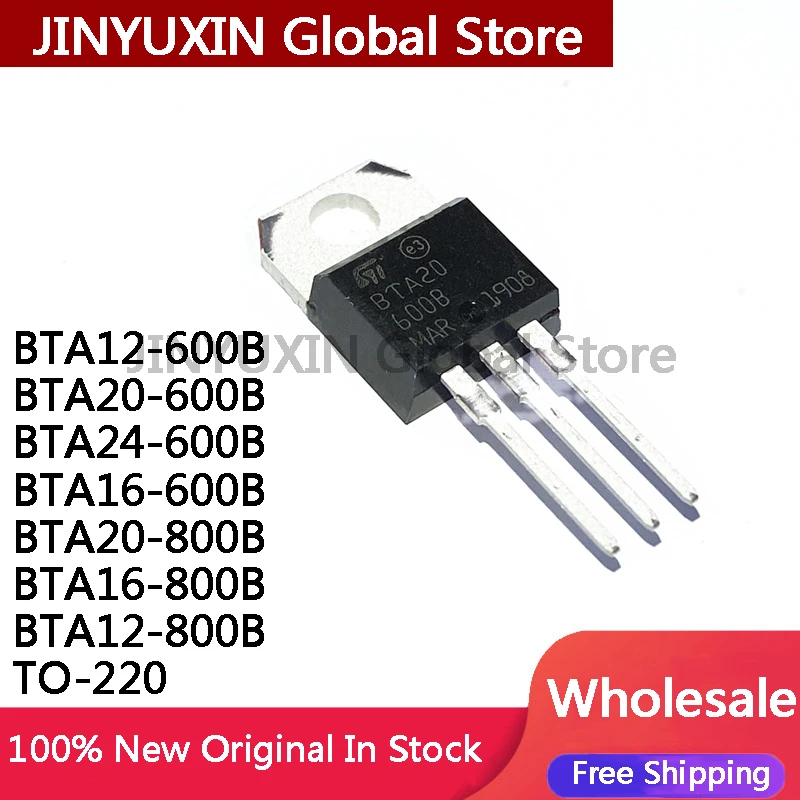 10Pcs BTA12 BTA12-600B BTA20-600B BTA24 BTA24-600B BTA16 BTA16-600B BTA20-800B BTA16-800B BTA12-800B TO-220 IC Chip