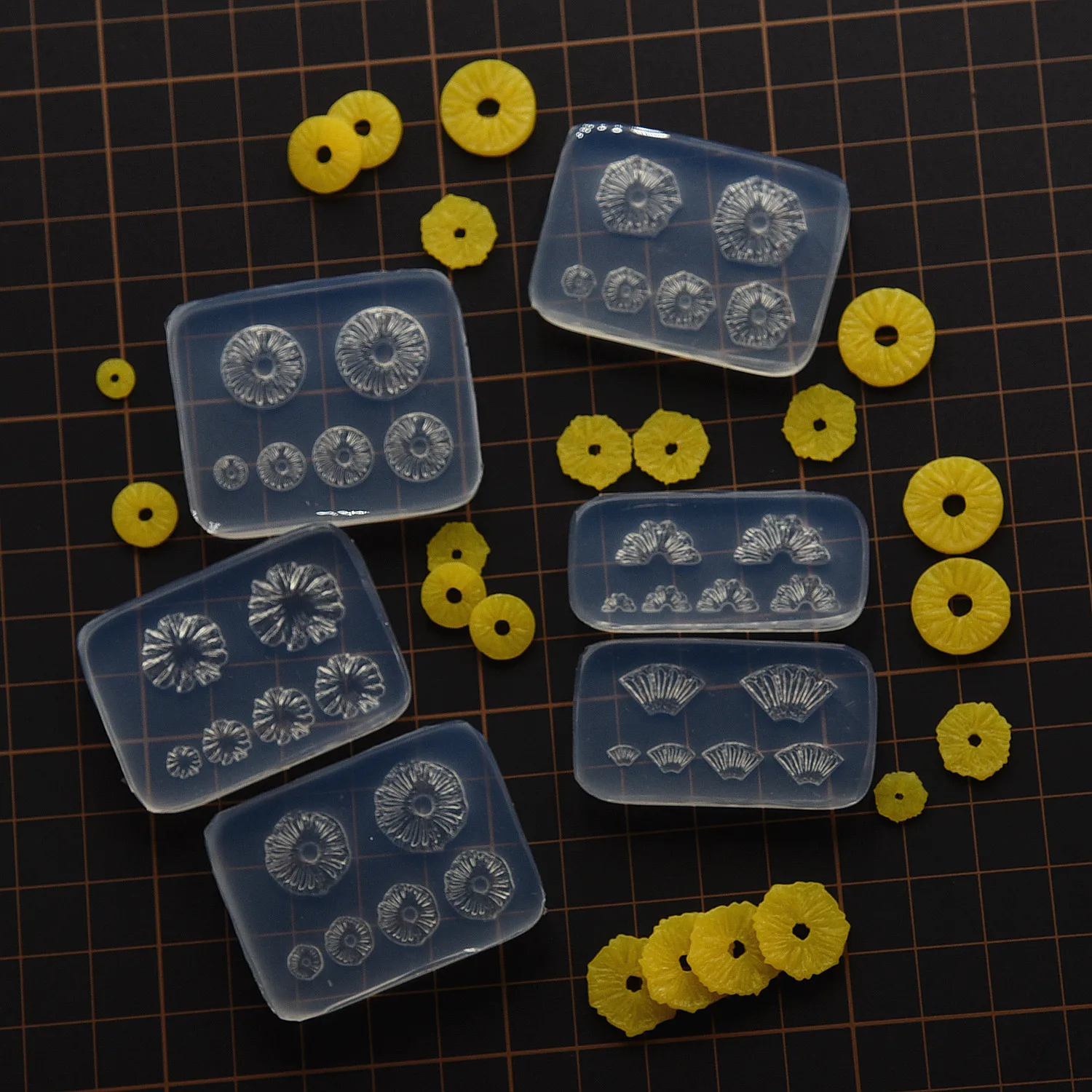 Polymer Clay Mini Different Size Pinapple Slices Silicone Mold Ultra Light Clay Food Toy Miniature Handicraft Fasting DIY Molds view 3