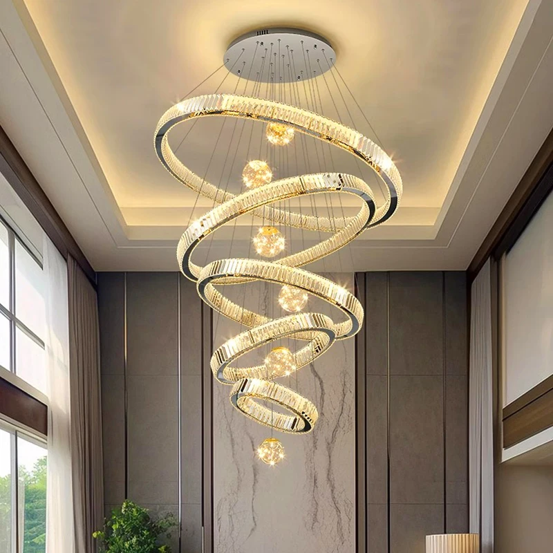 Modern home decoration crystal chandelier, stair Pendant lamp, living room Pendant lights, interior lighting