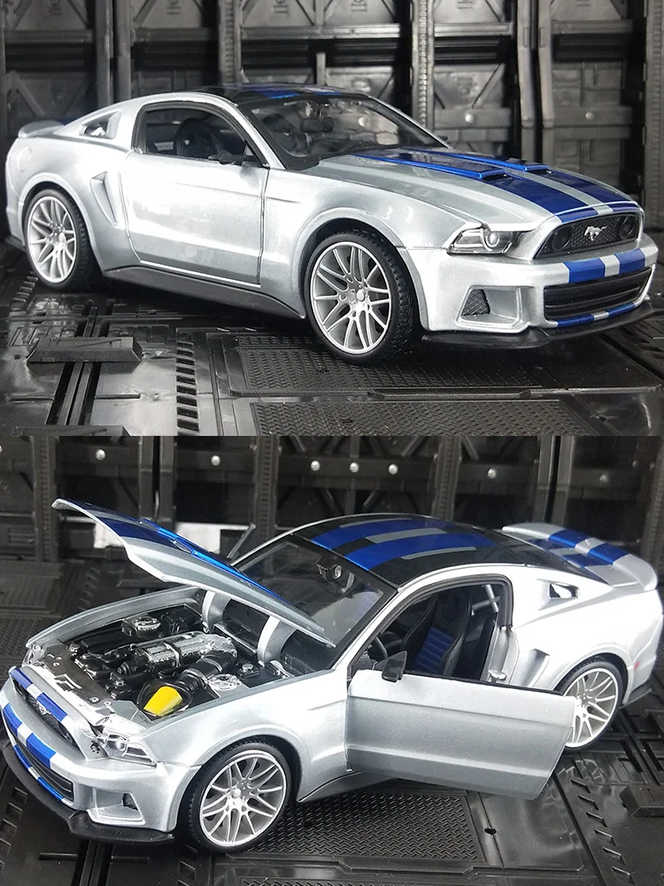 

Maisto 1:24 имитация гоночного автомобиля из сплава Ford Mustang Street Racer, коллекция статических украшений, подарочная дверь, можно открыть