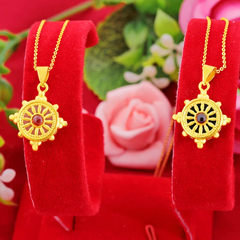 Bright Green Gem Green Gem Inlaid Rotating Ferris Wheel Pendant For Women 24K Gold AU999 | Crystal clear, dazzling shine