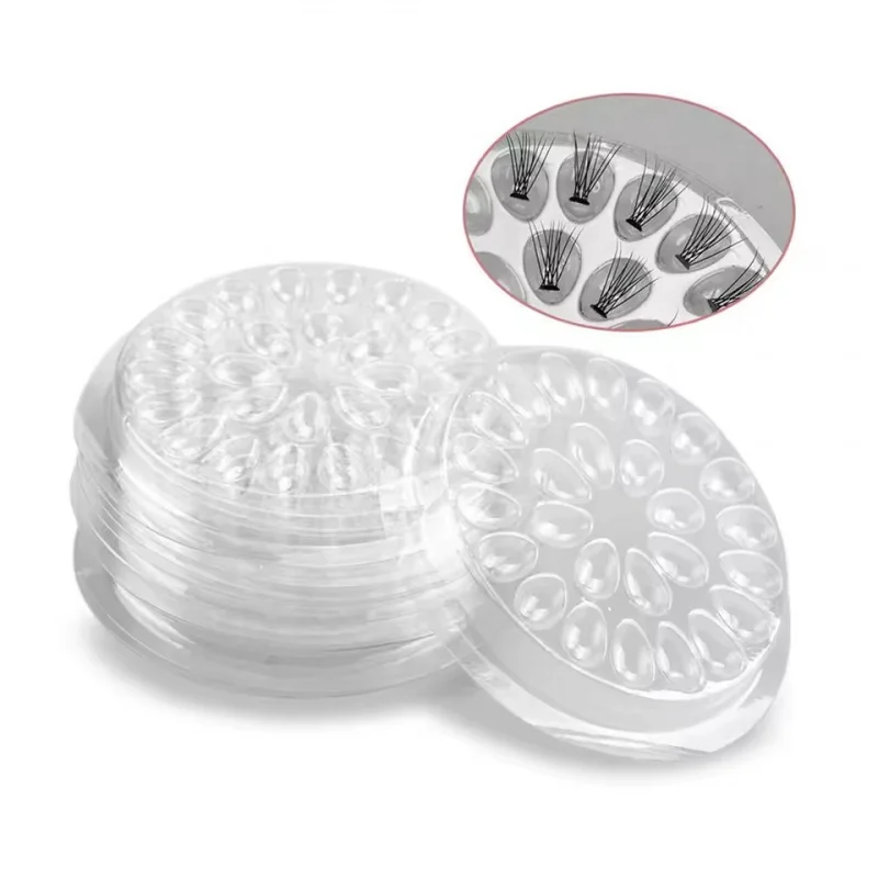 10-100Pcs Disposable Glue Gasket Plastic Holder Flower Shape Glue Pad For Eyelash Extension Transparent Eyelash Adhesive Pallet