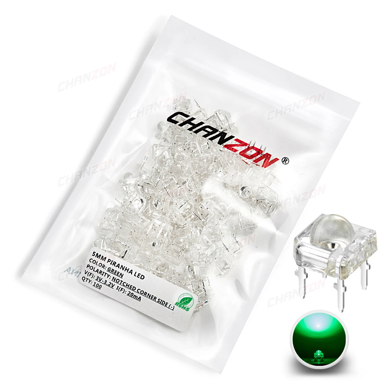 100pcs 5mm LED Piranha Light Emitting Diode Lamp Warm White Red Green Blue Yellow Bright Color 3V Indicator DIY DIP PCB Circuit