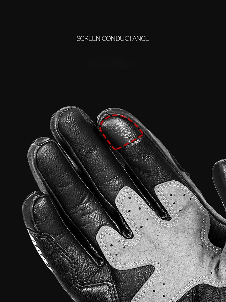 Winter Full Finger Leather Motorcycle Gloves Breathable Motorbike Cycling Warm Gloves Moto Motorcross Motor Touch Screen Gloves