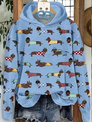 Cute Dachshund Print Hoodie