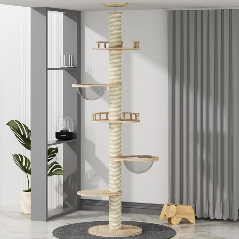 Soild Wood Cat Climbing Tree Toys Long Lasting Cork Cat Tree Tower