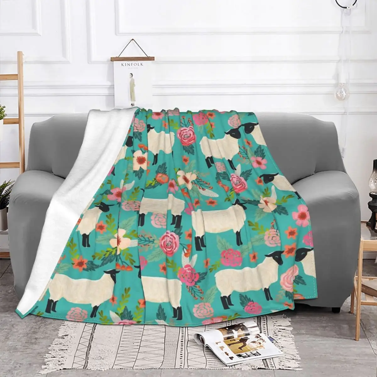 Sheep Farm Sanctuary Florals Pattern Cute Quilt Blankets Quilt For Bed Blankets And Blankets Throw Blanket